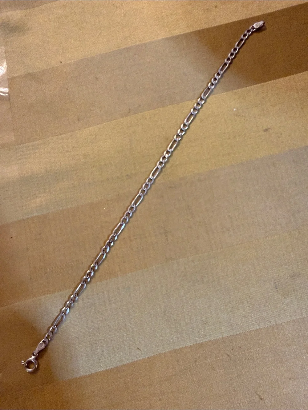 Sterling Silver Figaro Chain Bracelet - Silver